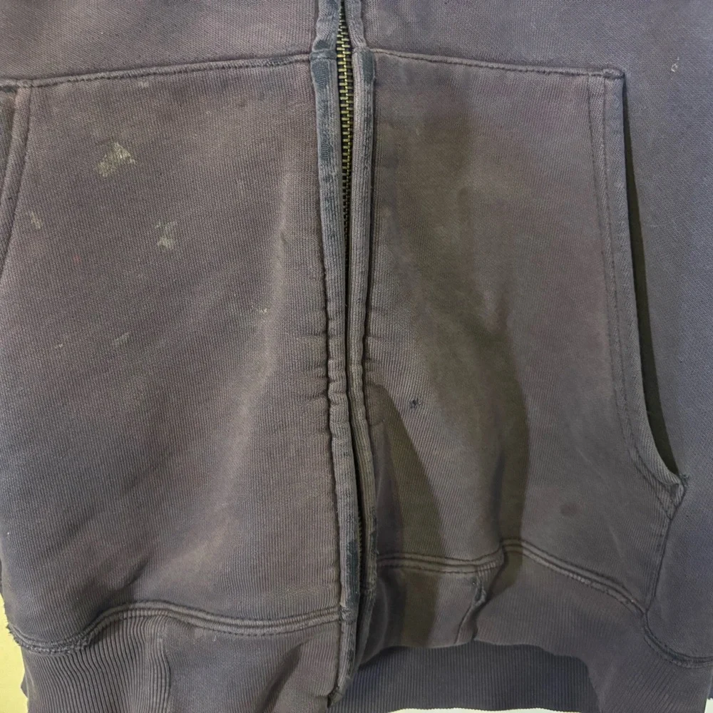 Carhartt Blue Zip-Up Hoodie; heavy-duty, worked in classic - Picture 3 of 7